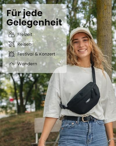 LARKSON Bauchtasche Damen & Herren Beige - Finn - Hüfttasche für Sport Outdoor Stadt - Gürteltasche Stylisch für Festival - Crossbody Bag mit Gurt - Wasserabweisend