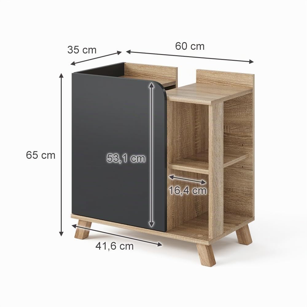 Vicco Mobiletto per lavabo Karen, Sonoma/antracite, 60 x 65 cm