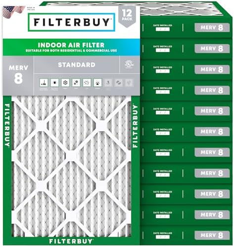 Filterbuy 20X30X2 Air Filter MERV 8 Essential Dust & Allergy Defense (4-Pack), E