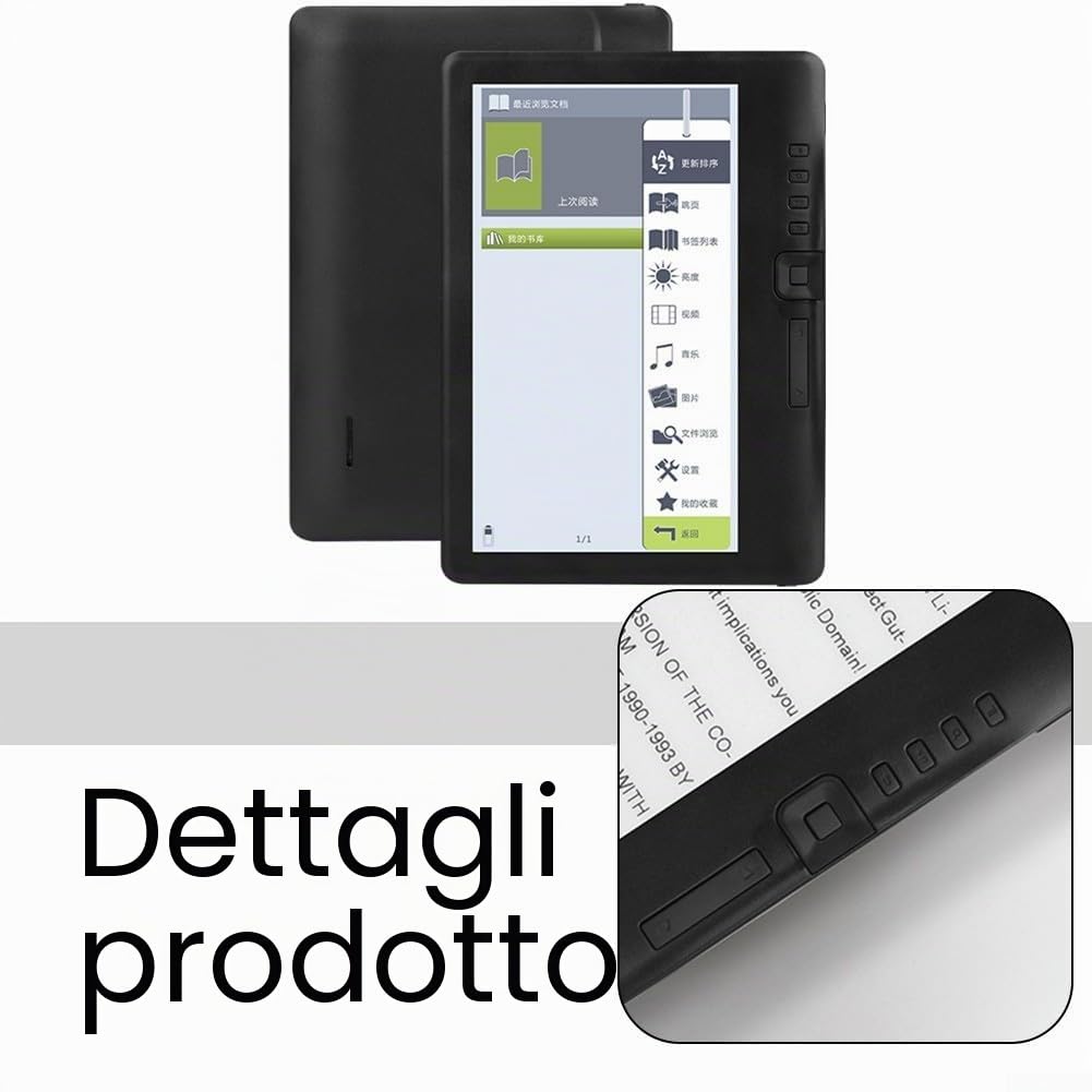 Lettore eBook portatile da 7 pollici avanzato con opzioni personalizzabili e batteria a lunga durata per la lettura (512M+4GB)