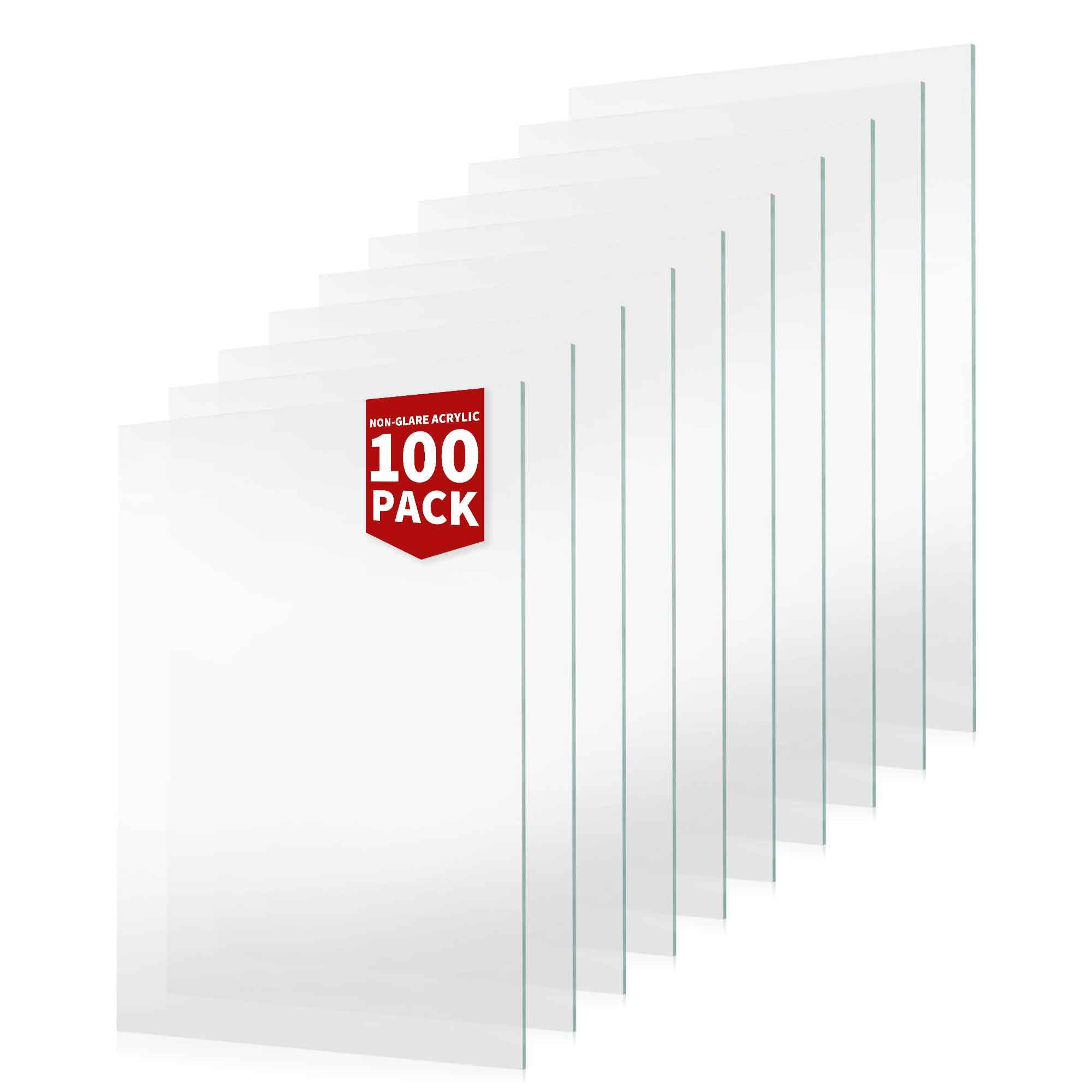 100-Pack of 22x22 inch Non Glare Acrylic/Plexiglass Sheets (1.5mm Thickness), Transparent Clear Flexible Panels for Picture Frames, Craft, Sign Blanks, DIY Display Projects
