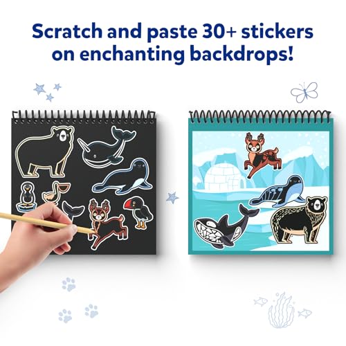 skillmatics scratch art book for kids - animals craft kits amp supplies 30 scratch stickers stocking stuffers travel toys diy kit christmas gifts for boys amp girls ages 3 4 5 6 7 8