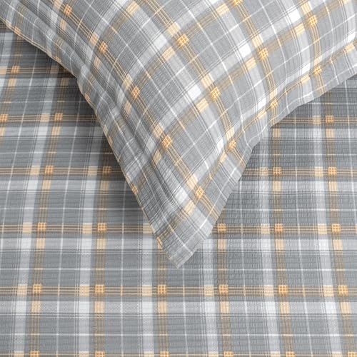 Image of Cortina Cloud Cotton King Size Bedsheet with 2 Pillow Covers | Super Soft, Breathable & Skin-Friendly Bedsheet for Double Bed King Size with Grey Checks Design | (270x250 cm)
