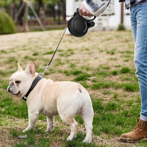 Hundeleine Einziehbare 8M, Rollleine für Hund bis 50kg mit Bissfesten Stahlseil und Kotbeutel, Laufleine mit Anti-Rutsch Griff & Schnellbremse für Training Wald Strand