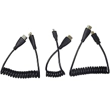 EACHSHOT Coiled 4K HDMI 2.0 Cables Kit, Includes HDMI to HDMI Cable 35CM/1.14FT-100CM/3.28FT, HDMI to Mini HDMI Cable34.5CM/1.13FT-100CM/3.28FT, HDMI to Mirco HDMI Cable30.5CM/1FT-50CM/1.64FT