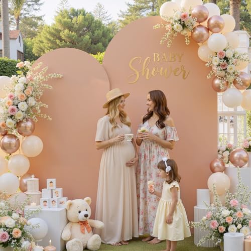 Image of Nude Arch Backdrop Cover Set of 2 (7.2ft & 6ft), Chiara Arch Cover Wrinkle-Free Spandex Arch Cover for Wedding Birthday Party Baby Shower Bridal Shower Ceremony Banquet Fabric Backdrop (No Stand)