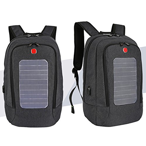 Zantec Mochila Solar, Bolsa de Camping con Panel Solar, Juventud Estudiante Masculino al Aire Libre de Viaje USB Solar de Carga a Prueba de Agua Mochila Transpirable