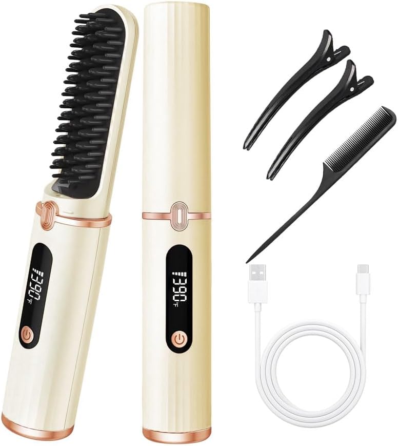 Amazon.com : Cordless Hair Straightener Comb,Hair Straightening Iron ...