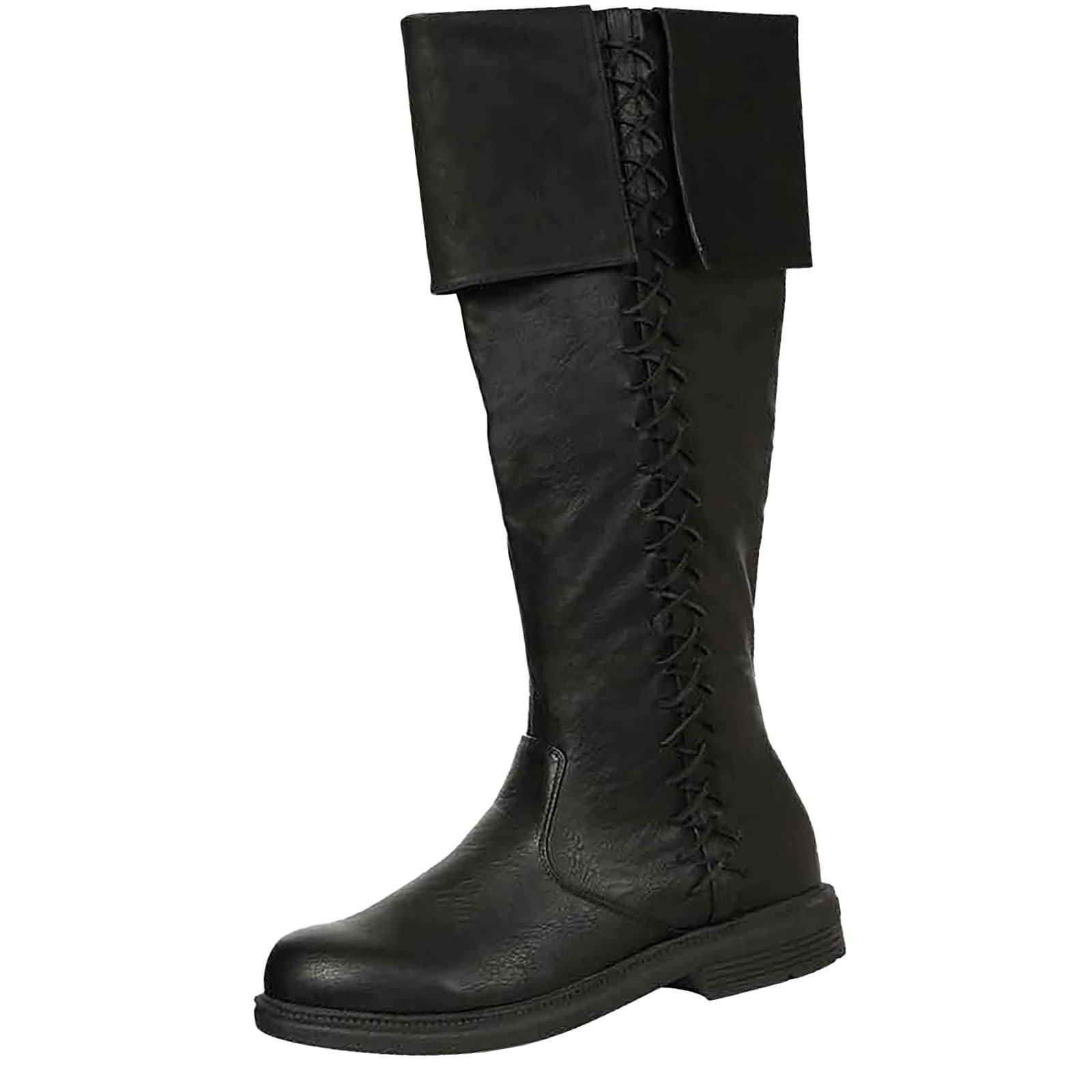 Stivaletti alti da uomo con tacco - Stivali in pelle a gambo lungo, stivali medievali sopra il ginocchio Stivali vintage in pelle PU stivali alti al ginocchio
