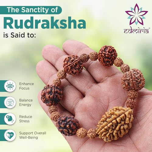 Rudraksha Bracelet For Men & Womens 2 Face, 3 Mukhi, 4 Mukhi, 5 Face, 6 Mukhi, 7 Mukhi Himalayan Rudraksha Beads Wrist Band for Yoga, Meditation Healing2