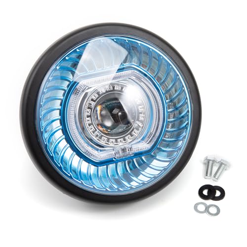 APEBAZY Universal Moto Scheinwerfer Runder Scheinwerfer LED Licht Angel Eye Motorradscheinwerfer