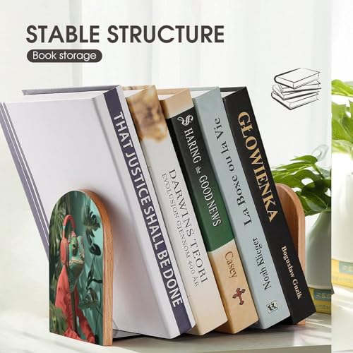 Sujetalibros moderno de madera para evitar la caída de libros pesados 8