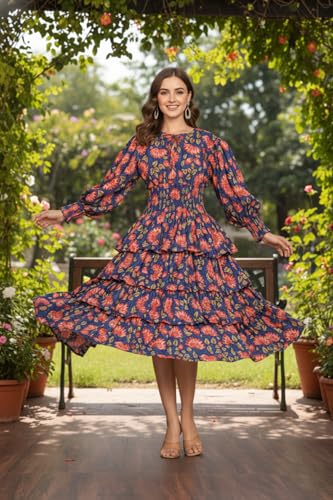 Image of GRECIILOOKS Dress for Women | Western Midi One Piece Dresses for Womens | Casual Mini Summer Dresses for Beach & Stylish New Year Party Outfit