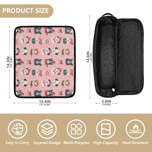 Bolsa organizadora portátil para herramientas de cabello con diseño de perros de dibujos animados, resistente al calor para planchas, rizadores y accesorios miniatura 4