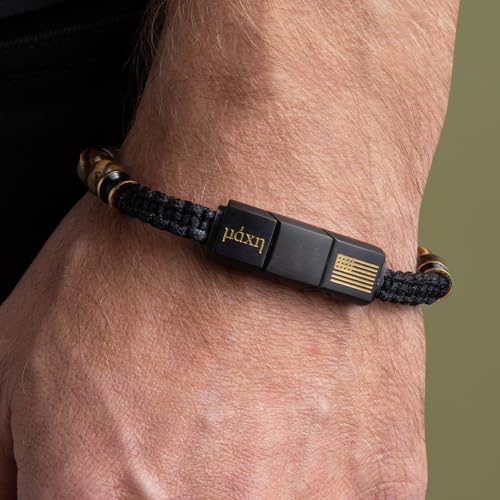 Pulsera de hombre con cuentas Tiger's Eye bandera americana miniatura 4