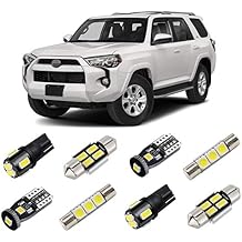 طقم إضاءة LED داخلية باللون الأبيض للفترة 2010-2020 2021 2022 تويوتا 4Runner Super Bright 6000K لمبات LED الداخلية حزمة + أضواء لوحة الترخيص وأداة التثبيت