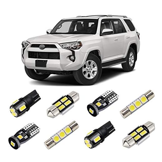 BRISHINE White LED Interior Light Kit for 2010-2020 2021 2022 Toyota 4Runner Super Bright 6000K Interior LED Bulbs Package + License Plate Lights and Install Tool