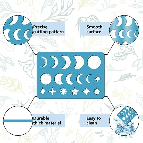 GORGECRAFT 2 Styles Star Earrings Making Template Moon Phase Jewelry Shape Templates Diamond Stencils Round Acrylic Cutting Stencil for Leather Bracelets Earrings Jewelry Making Diy Crafts 3.5 x 5.1 - Image 4