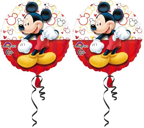 Amscan 3064501 - Ballon standard Mickey Mouse, diamètre 43 cm, ballon hélium, anniversaire, décoration (Lot de 2)