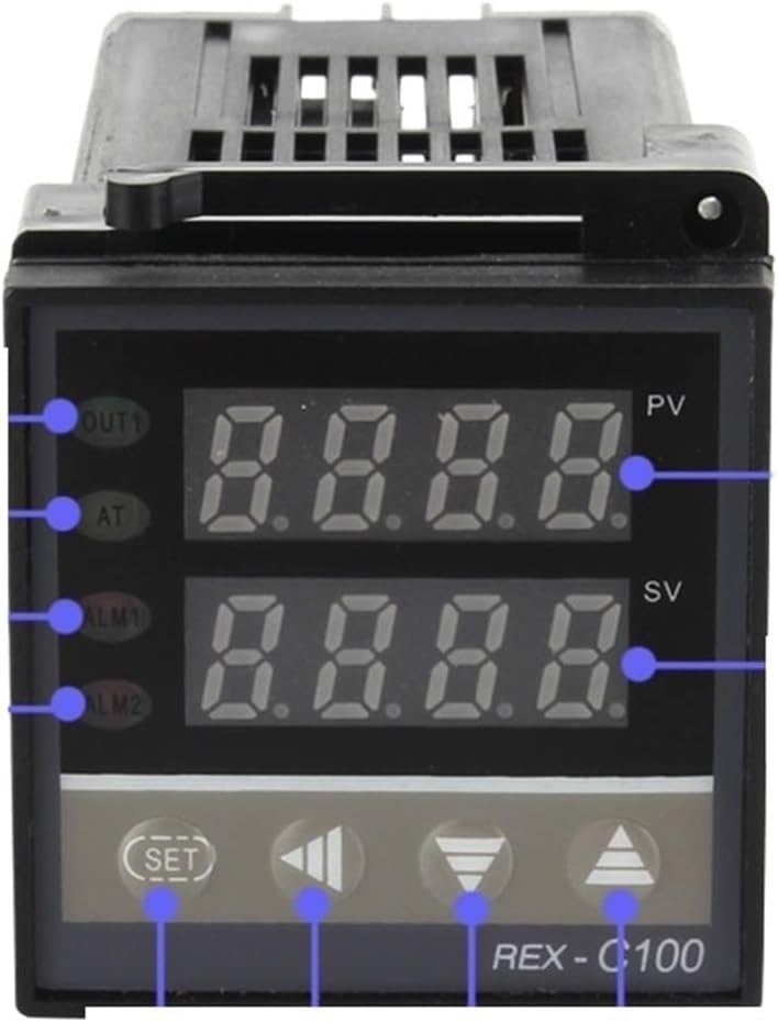 REX-C100 Temperature Digital Display Controller PID 110V-240V +40A SSR Relay+1M K Thermocouple Probe+Heat Sink(Single controler)