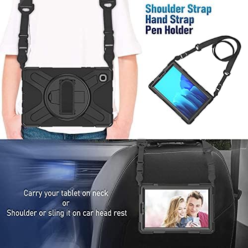 ZenRich Galaxy Tab A7 Lite Case 8.7", zenrich SM-T225/T220/T227U Shockproof Rugged Case with Stand Pen Holder Hand Strap and Shoulder Belt for Galaxy Tab A7 Lite 8.7 inch 2021-Black