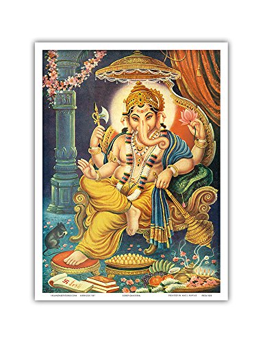 Ganesha - India - Hindu Lord Ganesh, Remover Of Obstacles - Vintage Religious Art - Master Art Print 9In X 12In #TOP21