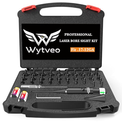 Professional Green Laser Bore Sight Kit with 32 Adapters fit 0.17 to 12GA Calibers, Bright Bore Sighter Laser Powerful Support for Hunting, Fits All Gun, Rifle, Pistol