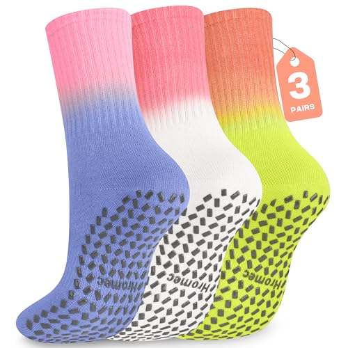 Image of Pilates Socks with Grips for Yoga, Barefoot, Ballet, Barre, Hospital Non Slip Anti Skid Socks for Women and Men