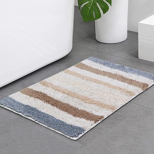 Image of THE HOME TALK Cotton Bathmats | Water Absorbent Runners | Regular Striped Rugs | Floor Mats for Kitchen, Bathroom & Sink | Ultra Soft Mats | Non-Slip Store (‎Sage, 40x60 CM)