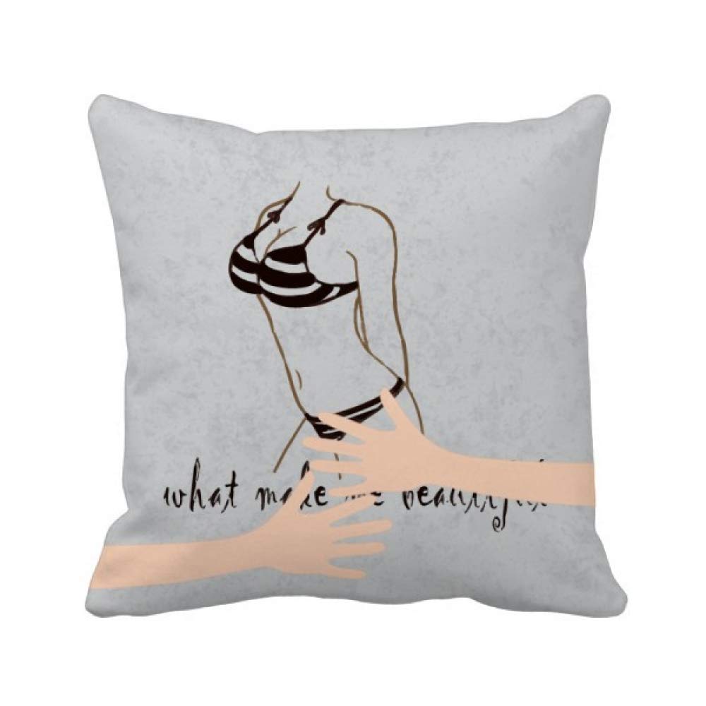 Coussin de cou noir imprimé schéma avec illustration de bikini créative