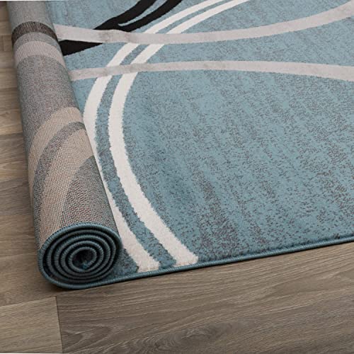 Rugshop Modern Wavy Circles Design Area Rug 7' 10" x 10'2" Blue