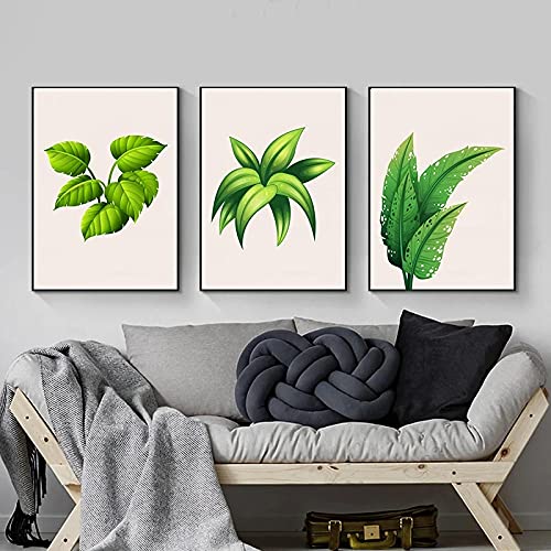 Art mural de plantes vertes nordiques : tableau toile 50x70 deco cafe bar maison