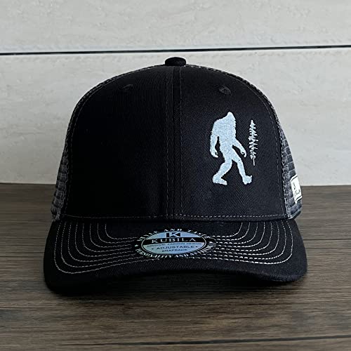 Kubila Sasquatch Hat For Men Women,Bigfoot Embroidered Trucker Hat Outdoor Mesh Adjustable Baseball Cap Black Grey #TOP1