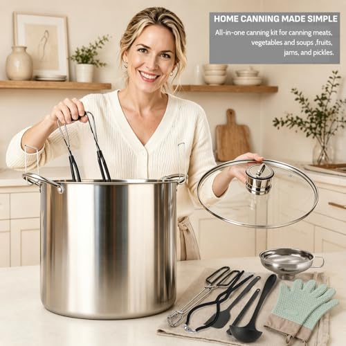 Canning Pot-Canning supplies starter kit, Canning Tool Kits Set for Beginners, Stainless Steel Water Bath Canner Kit with rack for canning - Image 4