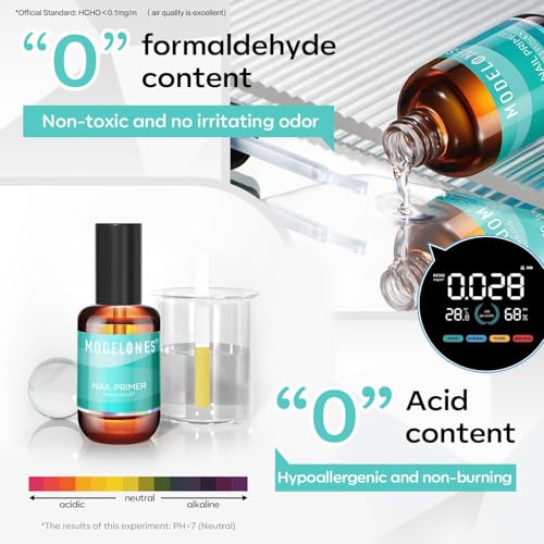 Image of modelones 4 Pcs Nail Dehydrator and Primer, 15 ml Acid Free Natural Prep Dehydrate & Bond Primer Hema-Free Bonding for Nail Supplies