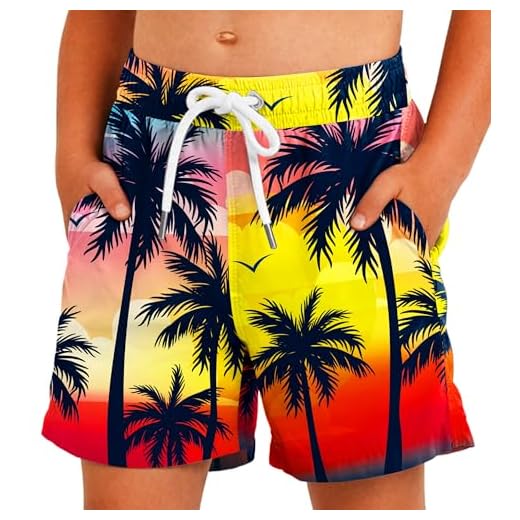 Arankhiger Jungen Schwimmshorts Bedruckte Badeshorts Mit Kompression Badehosen Coconut Palms 140