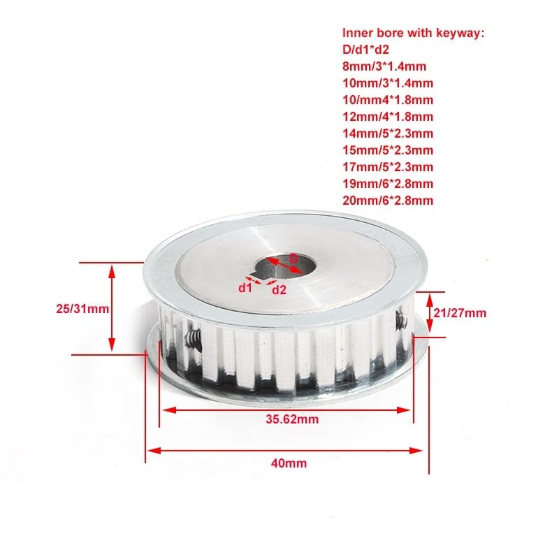 Aluminum Alloy XL 22 Teeth 6mm Bore Dia Double Flanged