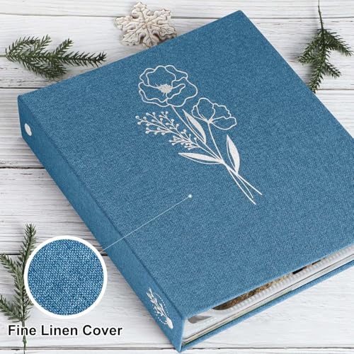 Lanpn 8.5x11 inch Scrapbook Photo Album, Linen Cover Archival Acid Free Top Load 3 Ring Binder Folder Photo Book 8.5 x 11 with 30 Plastic Sleeves 60 Pages (Blue) by Lanpn - Used condition - Image 3