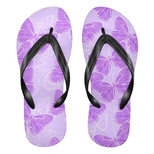 Burbuja Purple Butterflies Flip Flops for Women Men, Soft Thong Sandals Rubber Slippers for Pool Beach Essentials