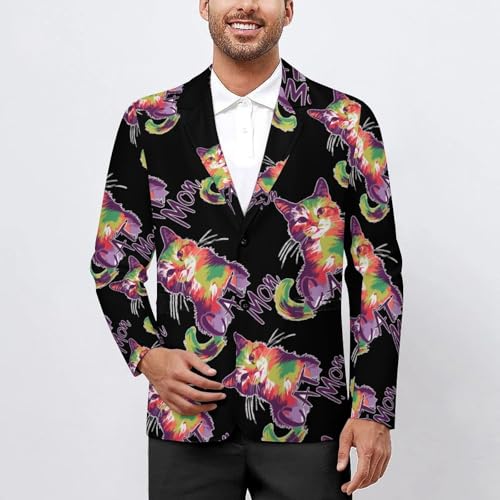 Cat Mom Men's Suits Dress Business Formal Suit Print Jackets Coat for Wedding Party2