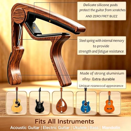 Image of Guitar Capo 8 Pack Guitar Clamp for Acoustic Electric Bass Guitar Ukulele