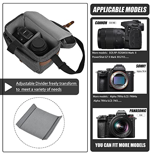 Cwatcun Canva Camera Bag, Shoulder Camera Case For Canon Nikon Sony Slr Dslr Mirrorless Camera And Lens, Vintage Crossbody Camera Case For Men Women, Small #TOP2