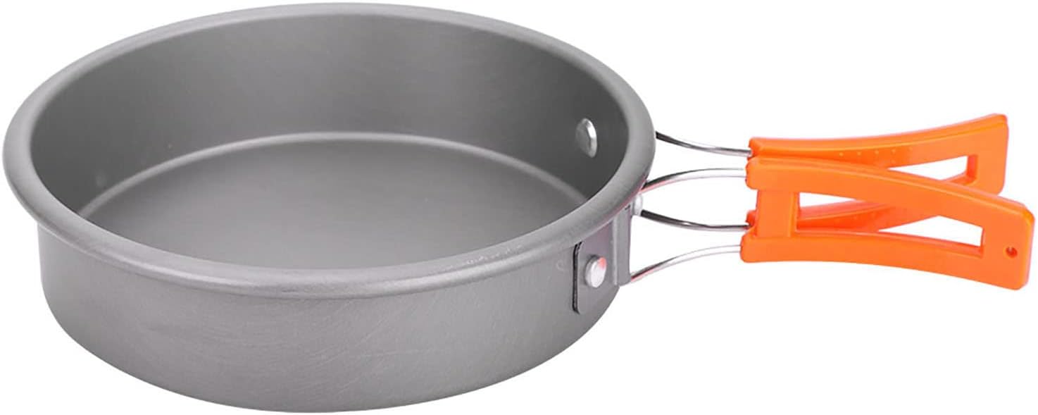 Outdoor Portable Cookware Kit, Camping Cookware Set with Heat - Insulated Handles, Aluminum Alloy Pot Pan Bowl Spoon for Hiking Backpacking Survival Emergency