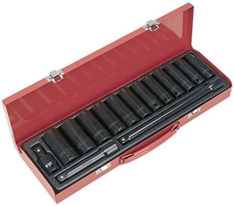 Sealey Ak5815M Impact Socket Set 15Pc 1/2Sq Drive Deep Metric, Multicoloured, 1/2"