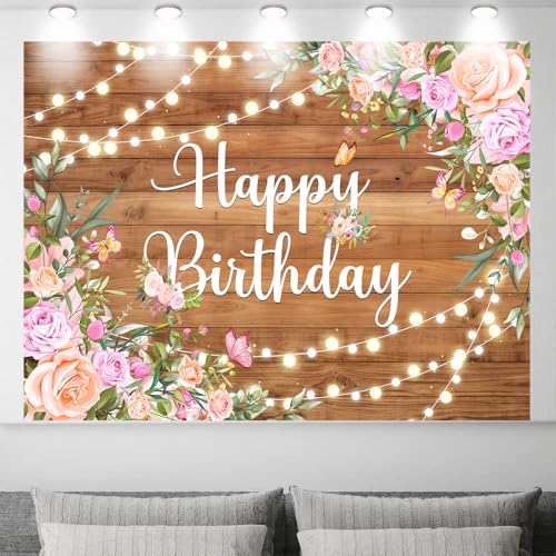 Fondo fotográfico floral rosa 10x8ft efecto rústico miniatura 2