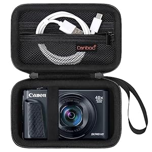 Canboc Tragetasche für Canon PowerShot SX740 SX730 SX720 SX620 V1 G7X Digitalkamera, Point and Shoot Vlogging Kameratasche, Reißverschluss Mesh Tasche passt USB Kabel, Batterien, Schwarz