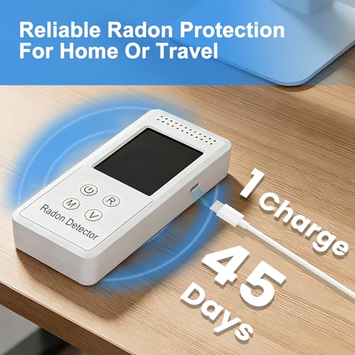 Portable Radon Detector, Rechargeable Radon Test Kit for Home with High-Precision Sensor, Real-Time Monitoring, Short & Long-Term Tracking, 45-Day Battery Life for Travel & Indoor Use - Image 6