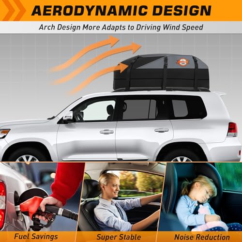 Sailnovo 5033_M_V1 Rooftop Cargo Carrier, 20 Cubic Feet Waterproof Vehicle Soft-Shell Carriers For Cars With/Without Luggage Rack, Roof Rack Cargo Carrier Includes 6 Door Hooks, Reinforced Strap thumb #4