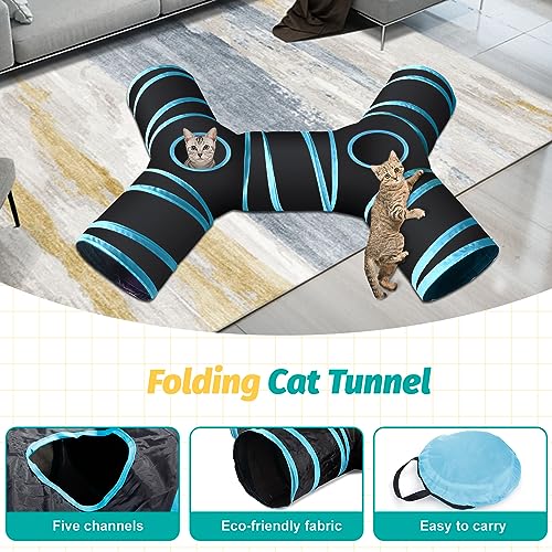 TAVADA 33 pcs Katzenspielzeug Set mit Katzentunnel,Katzenspielzeug mit Katzentunnel,Kätzchen Maus Spielzeug Set,Katzen Spielzeug,Plüschspielzeug,Federspielzeug für Kitty Katzen