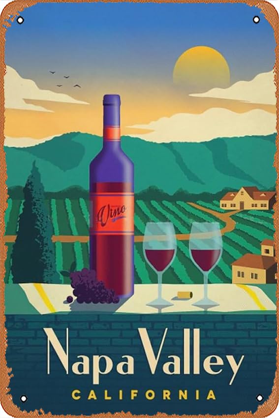 Vintage Tin Sign Napa Valley Poster Iron Poster Restaurants Coffee Shops Home or office Kitchen Club Dormitory 12 x 8 inches
